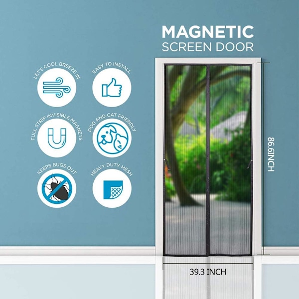 Magnetisk myggnät för dörr balkong gardin anti-insekt automatisk stängning självhäftande montering ultra fint nät ingen borrning enkel installation perfekt