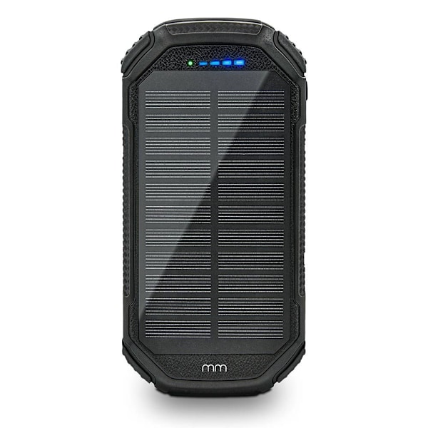Powerbank med Solcell - 20 000 mAh Svart