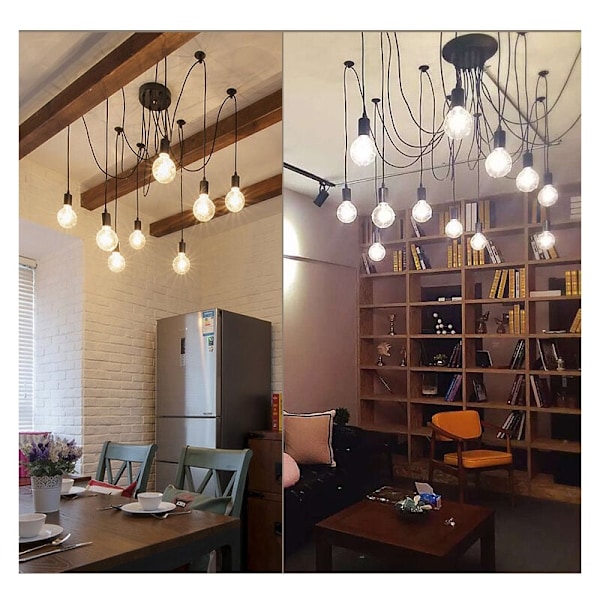 Steampunk Hängande Taklampa, DIY Justerbar Längd, Nostalgisk Klassisk Design, Rustik Ljuskrona, 8 Armar, Varje med upp till 2,0m Kabel, Lämplig för Hemmet