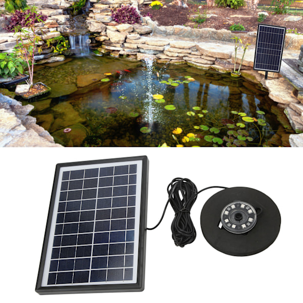 Solcellsdriven Vattenfontänpump-Set för Utomhus med Batteridriven LED-Lampa Flytande Split Typ DC8V
