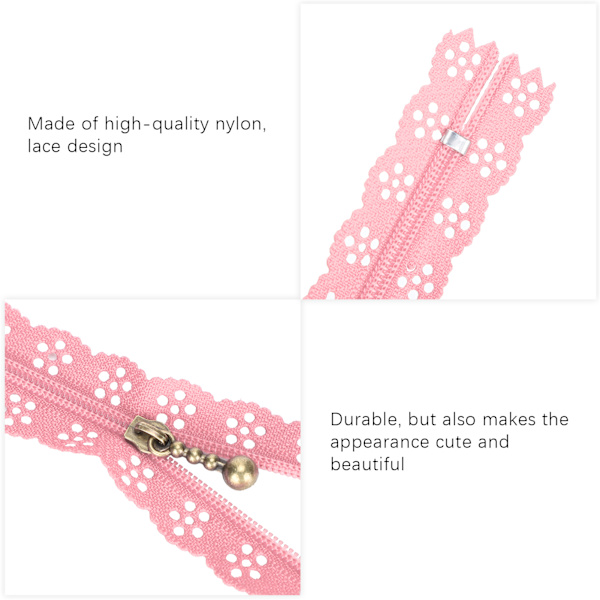20 st 20 cm DIY nylon spets blixtlås spole blomma blixtlås för sömnad bröllopsklänning hantverk rosa