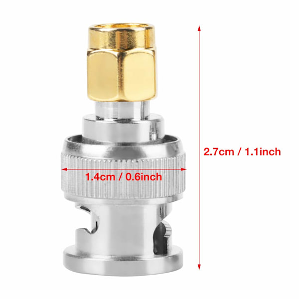 2 st BNC hane till SMA hane RF koaxialkontakt adapter testkonverterare Fint till kopparmaterial