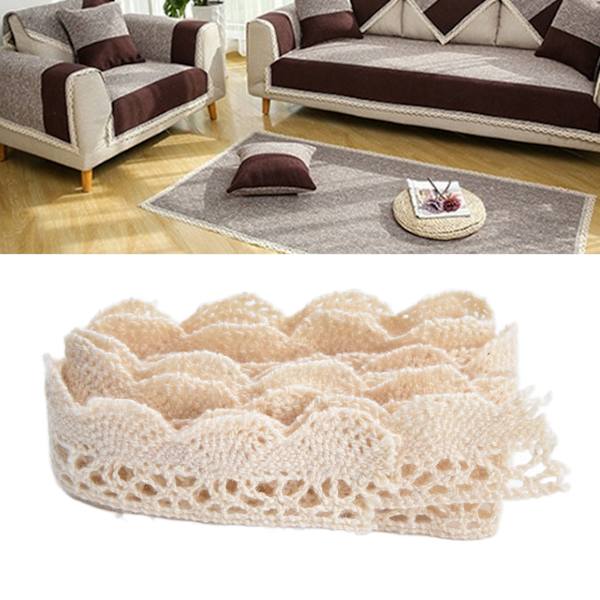 Spetsband DIY Bomulls Nät 2cm Bredd 20 Yards Elegant Tyg Spets Trim för Gardin Kläder Bordsduk Presentpaket Beige