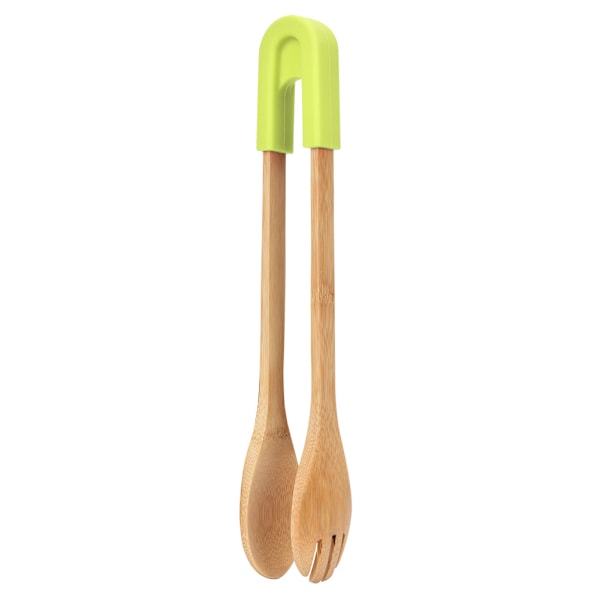 Toasttång i bambu, halkfri design med avtagbart huvud för enkel rengöring, ergonomisk lättviktstång perfekt för toast, sallad, frukt, värme