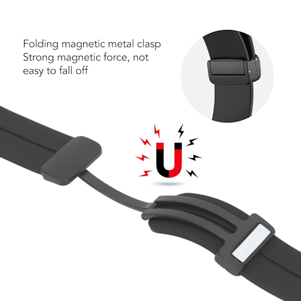 Silikonarmband för Amazfit T Rex 2 Snabbfäste Magnetiskt Vikspänne Armband för Träning Svart