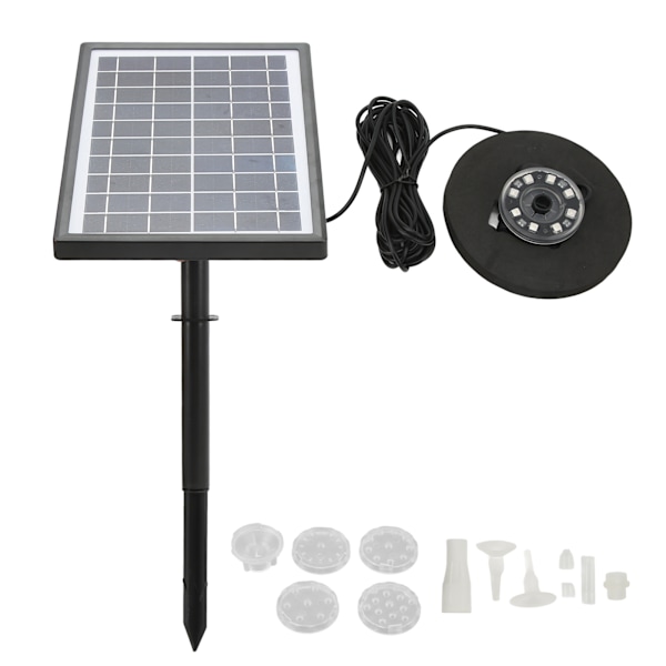 Solcellsdriven Vattenfontänpump-Set för Utomhus med Batteridriven LED-Lampa Flytande Split Typ DC8V