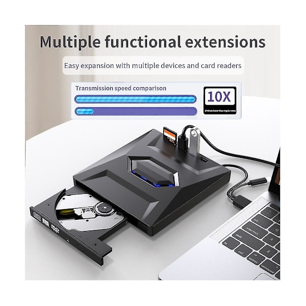 Extern DVD- och CD-brännare, CD- och DVD-spelare, Typ C/USB3.0, Extern DVD- och CD-enhet för PC-bärbar dator