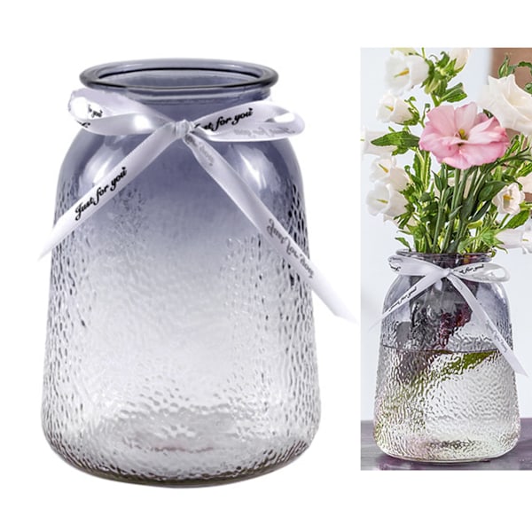 Elegant Gradientfärgad Glasvas Dekor, Geometrisk Form Vardagsrumsdekorationer, Cylindrisk Transparent Vas för Konstgjorda Buketter, Halkfri Bas