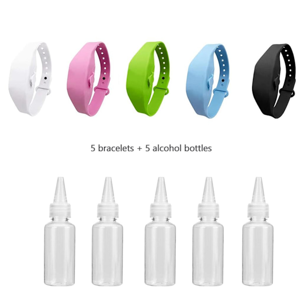 Silikon Desinfektion Armband, Repeterbar Fyllning Armband med Dispenser Tomma Flaskor Reseförpackningar för Skola Resor, Arbete, Utomhus Shopping