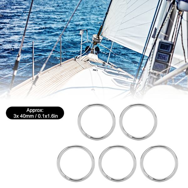 5 st rostfria O-ringar 3 mm Flerfunktionshårdvaruringar för marinbåtbagage 3x 40 mm / 0,1x1,6 tum