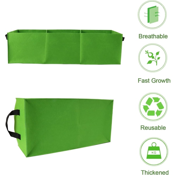 Växtväxtsäckar, upphöjda planteringsbäddar i tyg, rektangulär odlingssäck, för utomhusgrönsaker, växter green green