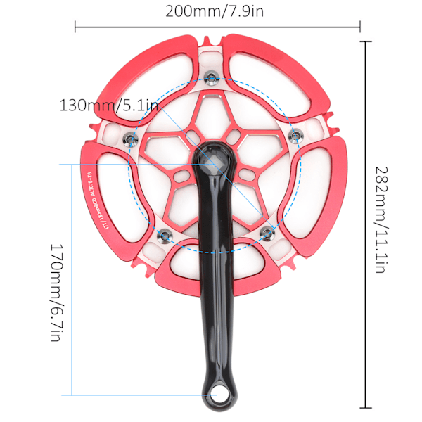 BCD130mm cykelvevarm i aluminiumlegering 47T enkelhastighetskedjehjul tillbehör röd