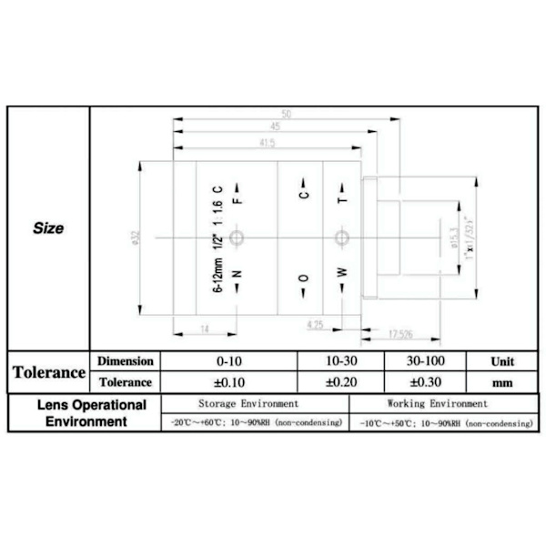 KP0612 3MP 612mm HD CMount Kameralinss Zoom Industriell Linss