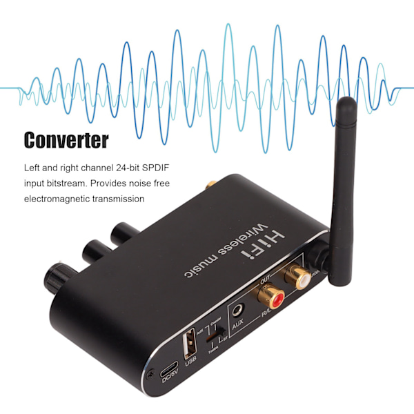 Bluetooth digital-till-analog-omvandlare 2 enheter ansluter Bluetooth DAC-omvandlare stöder volymkontroll musikväxling