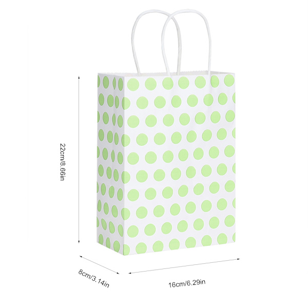 25 st små vågpunkt Kraftpapperspresentpåsar med handtag Påsar Återvinningsbar Tote Bag（Grön）