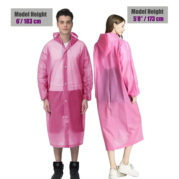 Regnrock, [1-pack] Bärbar Eva Regnrockar Återanvändbar Regnponcho Med Huva Och Elastiska Manschetter