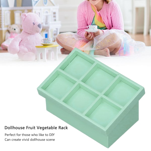 1:12 Dockhus Frukt Grönsaksställ Stativ Livlig Söt Trä Miniatyr Grönsakshylla Modell Dekoration Grön