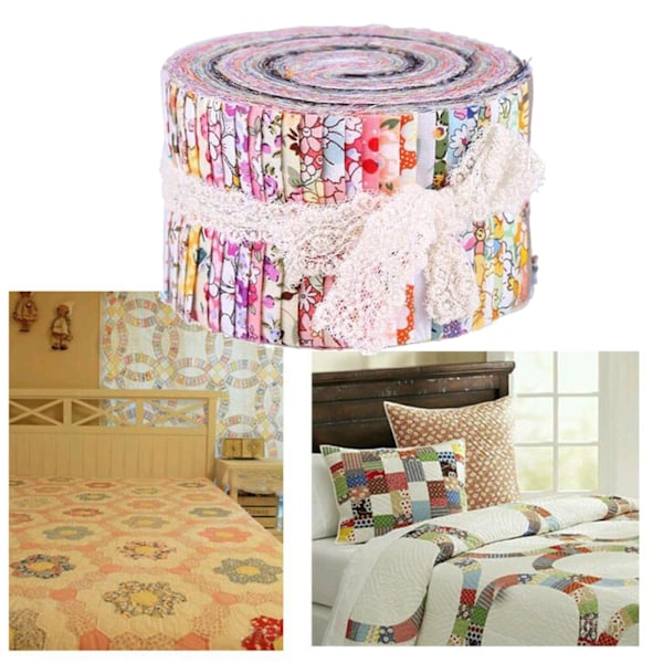 36 Stycken Jelly Tygremsor 2,5 Tum Rullade Tyg Quiltingremsor Blomstertryckta Hantverkstyger Paket Förskurna Lapptäcken med Blandade Mönster, Blommor