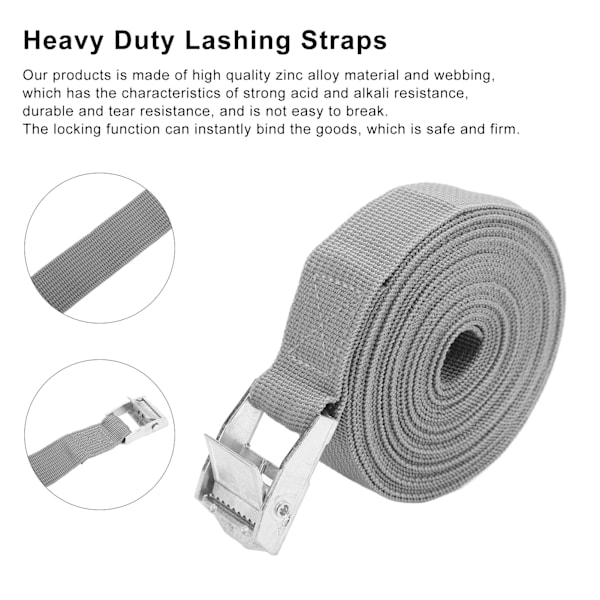 2 st zinklegering spärrband spännband tunga surrningsband lastband för lastbilar bilar bagage grå 3m/9,8ft