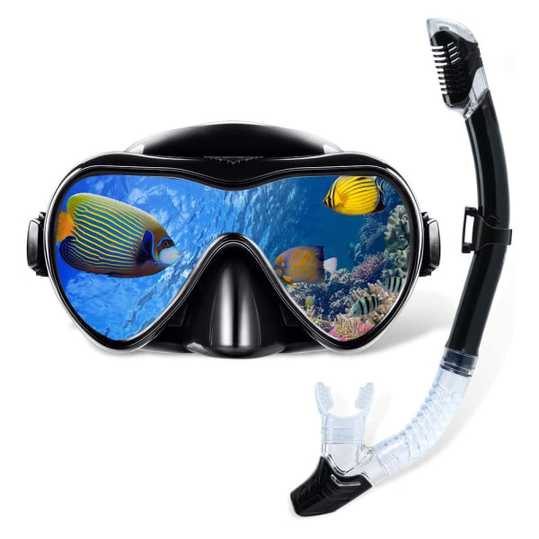 Set med snorkel- och dykarglasögon, vattentät