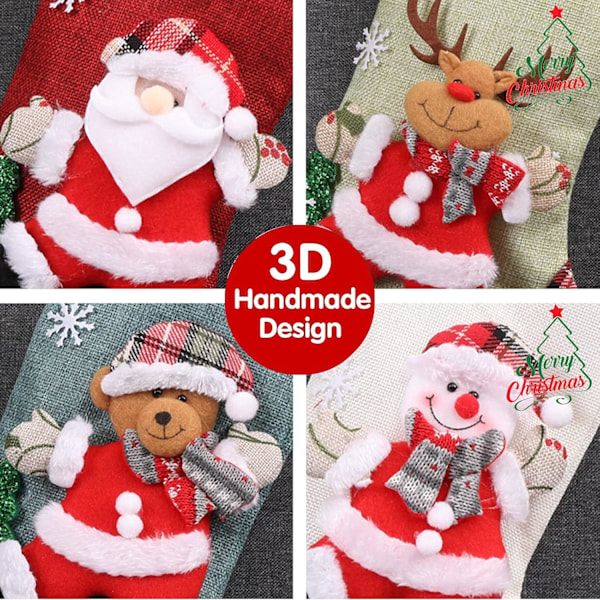 Julmagi, Stickad Röd Jul Familjehelg Dekor, Jultomte Kreativt 3D-tryck Utsökt Hantverk Julfestdekorationer för Hemmet