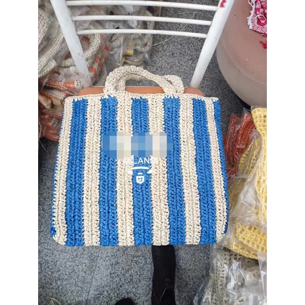 Internet kändis gräs vävd väska, handväska strandväska daglig väska Color 12 30*23cm Color 12 30*23cm