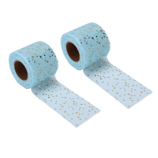 2 rullar glitter tyll med glänsande utseende, enkel användning, tillräcklig mängd, fyra färger, nättygstyll för DIY-dekor, himmelsblå