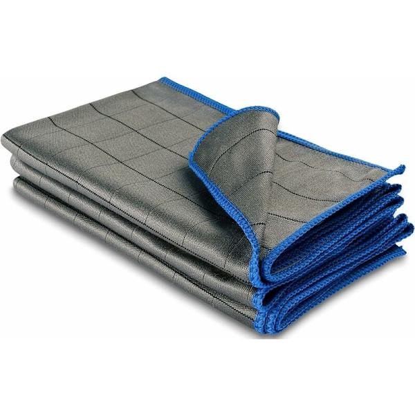 3X Professionella mikrofiberdukar för glas 400 g/m2 Rengöring av fönster och glas utan ränder - Extremt absorberande, luddfria polerdukar 50x40cm,