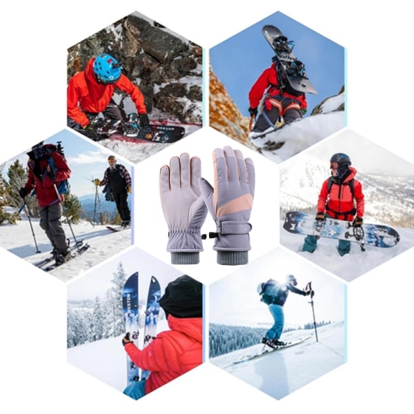 Vattentäta och vindtäta vinter, pekskärms thermal handskar för kallt väder, Ski Snowboard arbetshandskar med Purple woman