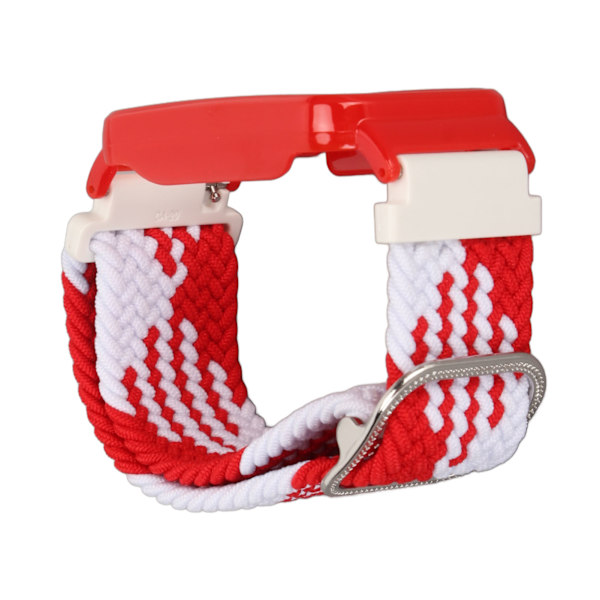 Stretch Nylon Flätad Klockarmband med Skyddande Bumper Case Tillbehör Passar för Mi Band 7 Pro Röd Vit och Röd Case