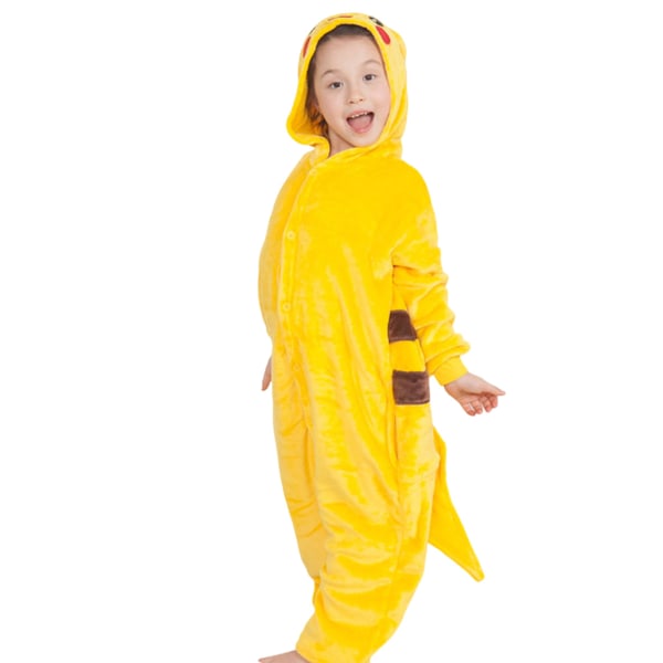 Barn Jumpsuits Kostym Djur Onesie Nattlinne Pyjamas Hoodies Sovkläder Cosplay Mardi Gras Kostym Jul Halloween (Pikachu 130cm)
