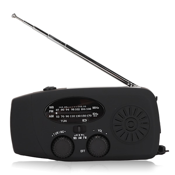 XSY088L Portabel NOAA/AM/FM Radio Vattentät Portabel Solcellsdriven Vevradio med 2000mAh Laddare för Utomhusbruk Svart
