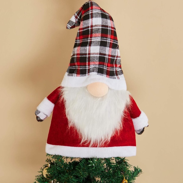 Christmas Tree Topper 25 tums svenska GNOME Stora Tomte Jultomtar Ornament Julgransprydnader Hem Festmaterial (röd, svart och vit)