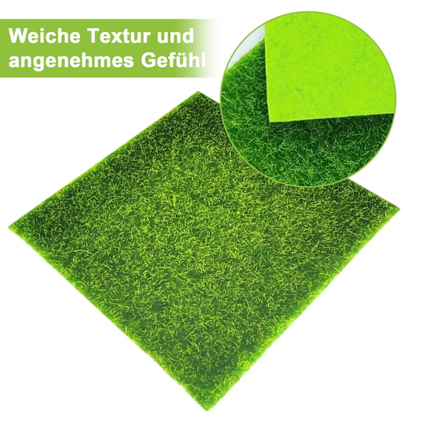 DIY Mini Konstgräsmatta, 2-pack Konstgräsmatta Miniatyrhus Dekoration, 15 x 15 Rulle Konstgräs Simulering Konstgräs Miniatyr