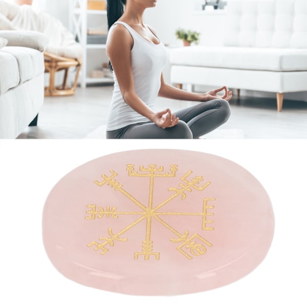 Helande Kristallsten Graverade Nordiska Vikingasymbolstenar Meditation Helande Platt Ovala Symbolstenar Rosa