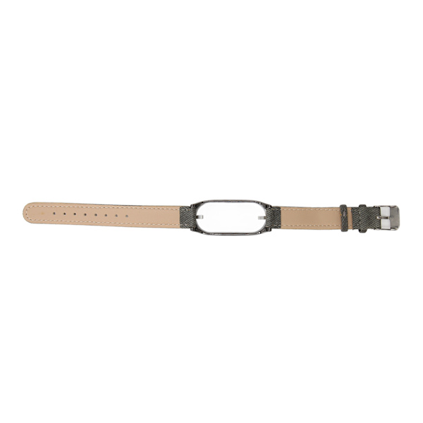 Justerbart andningsbart smartklockarmband i tyg, ersättningsarmband för Mi Band 7, grått tyg, svart fodral