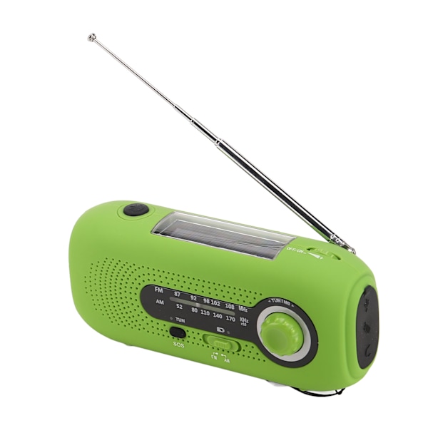 Nödladdningsbar Väderradio med Vev, Multifunktionell Nödladdningsradio med Portabel Överlevnads-Powerbank, Soldriven Nödradiio för Inomhusbruk