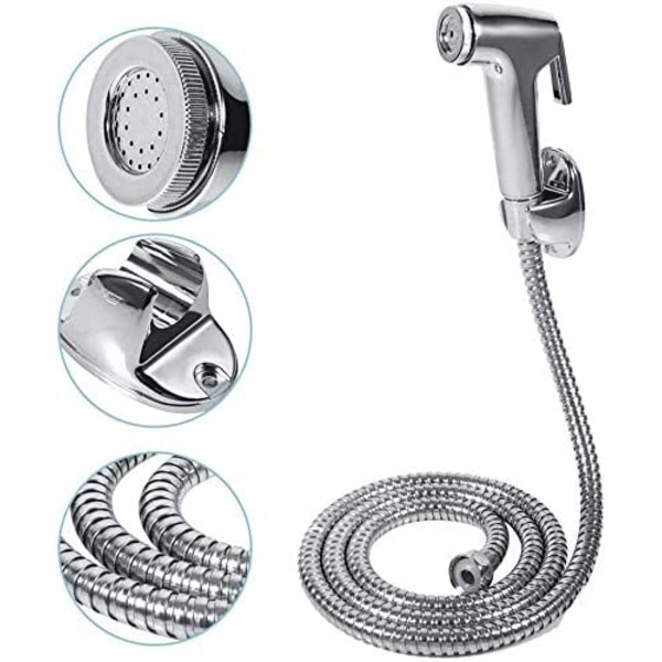 Regnduschset/bidéspruta set med väggfäste och 1,4 m slang/för toalett, badrums sanitetstillbehör