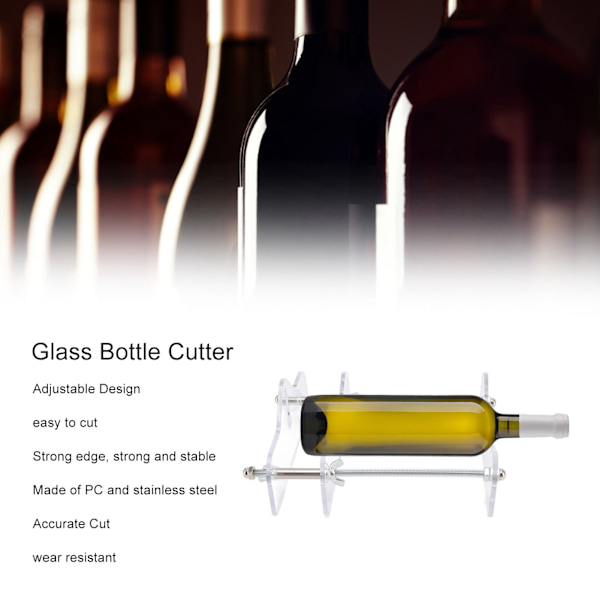 Glasflaskeskärare Justerbar Design Stabil Slitstark Vinflaskeskärare DIY Glasflaskeskärverktyg Transparent