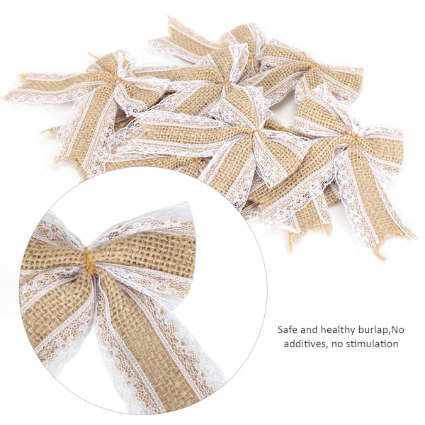 10 st Burlap Rosett Spets Ruched Rosett Handgjord Hantverk Jul Födelsedag Bröllop Dekoration