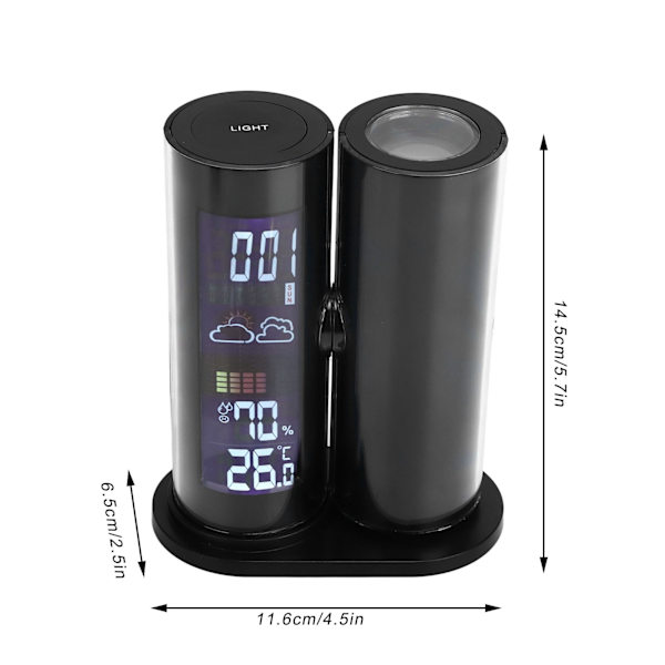 Projektionsväckarklocka Temperatur Fuktighetsdisplay 360 Grader Roterbar Färg Bakgrundsbelyst Bordsur EU-kontakt 100V‑240V