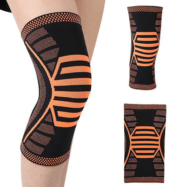 Sport Knäskydd Ärm Skydd Wrap Stöd Pad Fitness Utomhus Rem Stöd (Svart&Orange, M)