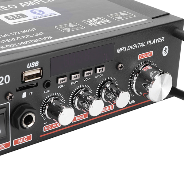 2-kanals förstärkare Mini Bluetooth USB/FM Smart Digital med fjärrkontroll EU-kontakt 220V