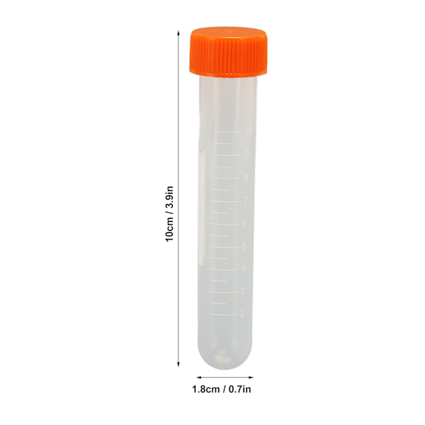 100 st 10 ml centrifugrör med lock, exakt klar skala, säker spiralformad centrifugrör för vetenskapliga experiment