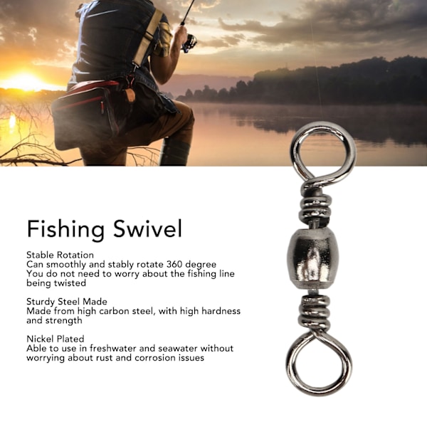 100 st Fiske Swivel Hög Hastighet Stabil Rotation Rostskydd Tunna Swivel Fiske Linje Anslutning 1/0 31mm 48kg