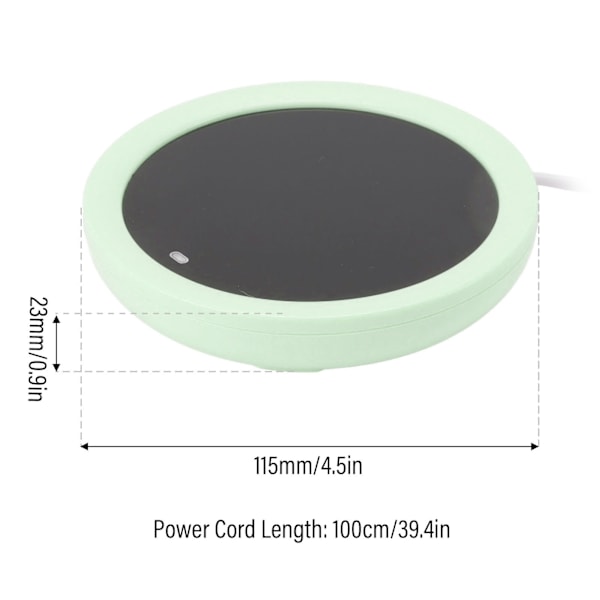 USB-kaffemuggvärmare Elektrisk gravitationsbrytare 55 Celsius Grader Mjölkvärmningsplatta för kontor Grön