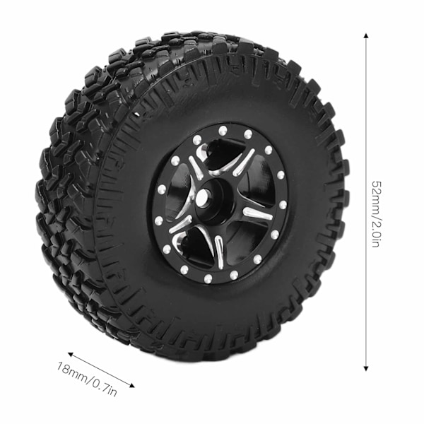 2PCS Hjulfälgar Däck Däck Set för Axial SCX24 AXI00001 1/24 RC Crawler Bil Uppgradering Delar Svart