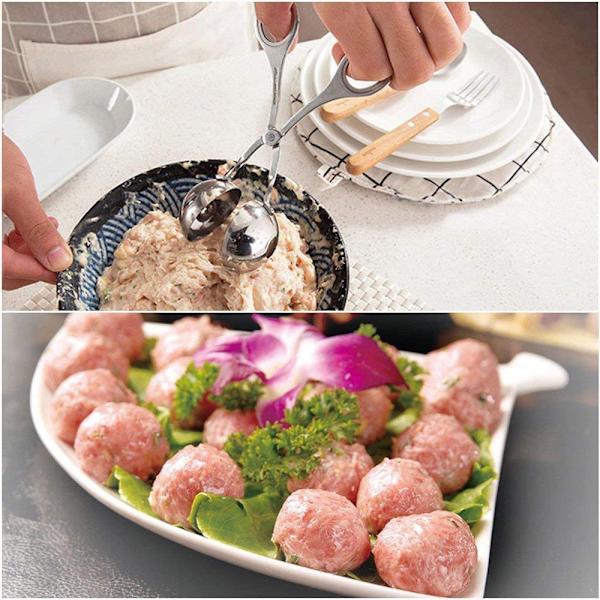2 st Non-Stick köttbulleformare, rostfria köttbulletänger, kakpop köttbulletillverkare istänger, kakdegskopa för kök. (1,38\" och 1,78\")