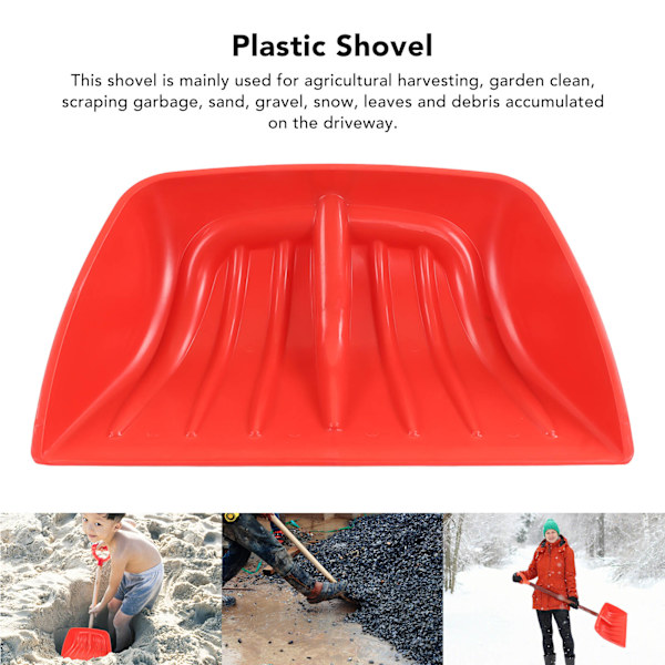 Snöskyffel PP Plastblad Skyffel för Grus Jord Löv Trädgård Bygg Ren Röd