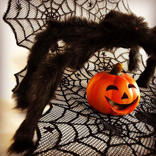 Snedställd Unique® Bordslöpare Spindelnät och spindlar med spets bordslöpare Bordsdekoration för Halloween Dekoration Svart 45 cm bred 1,8 m lång